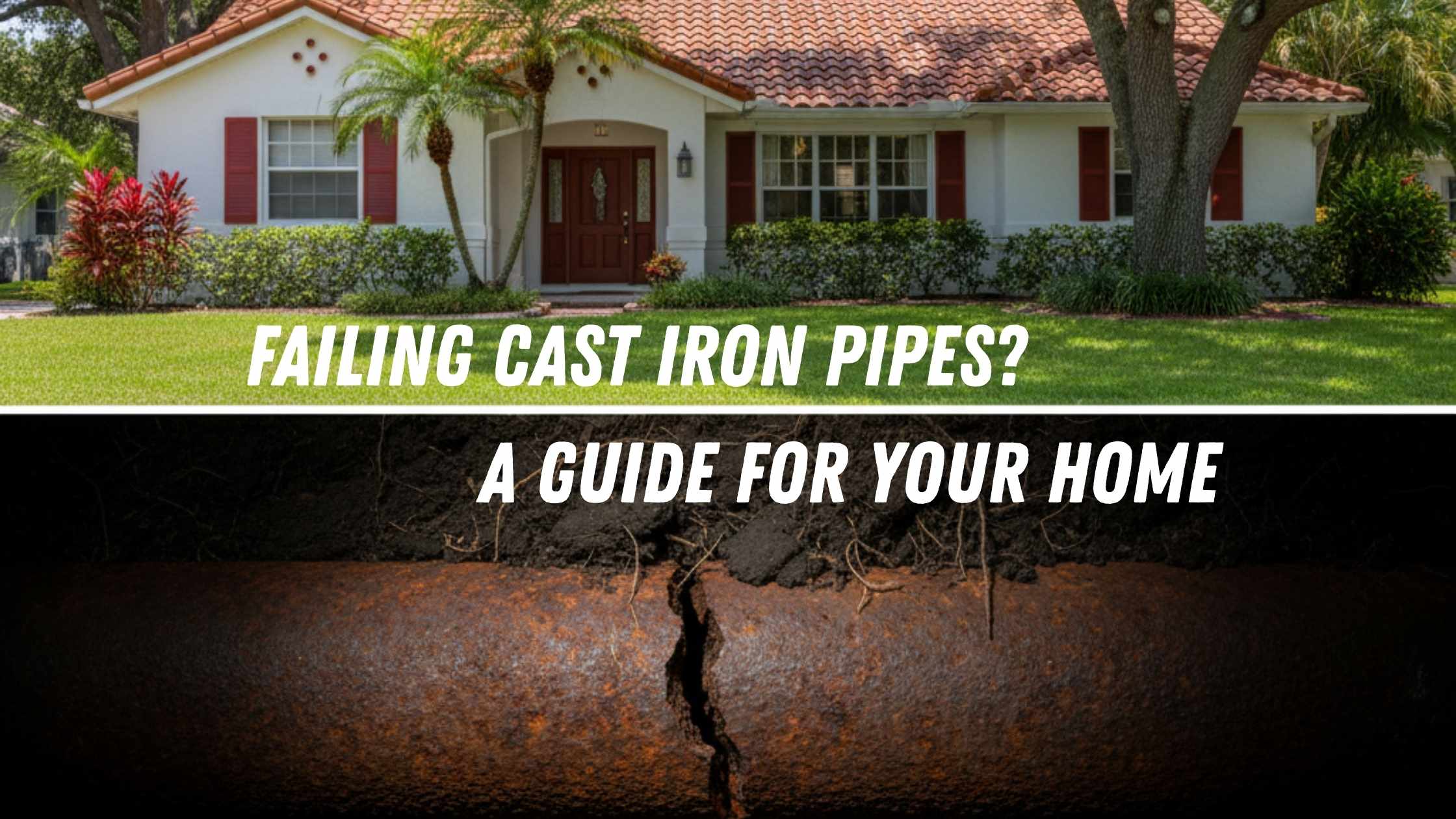Florida home with cracked cast iron sewer pipe underground - Burton Plumbing
