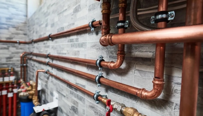 Copper Piping On Wall Copper Piping On Wall
